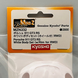 Kyosho Mini-z Racer Porsche 911 GT3 RS White Body set (w/rims) MZN232