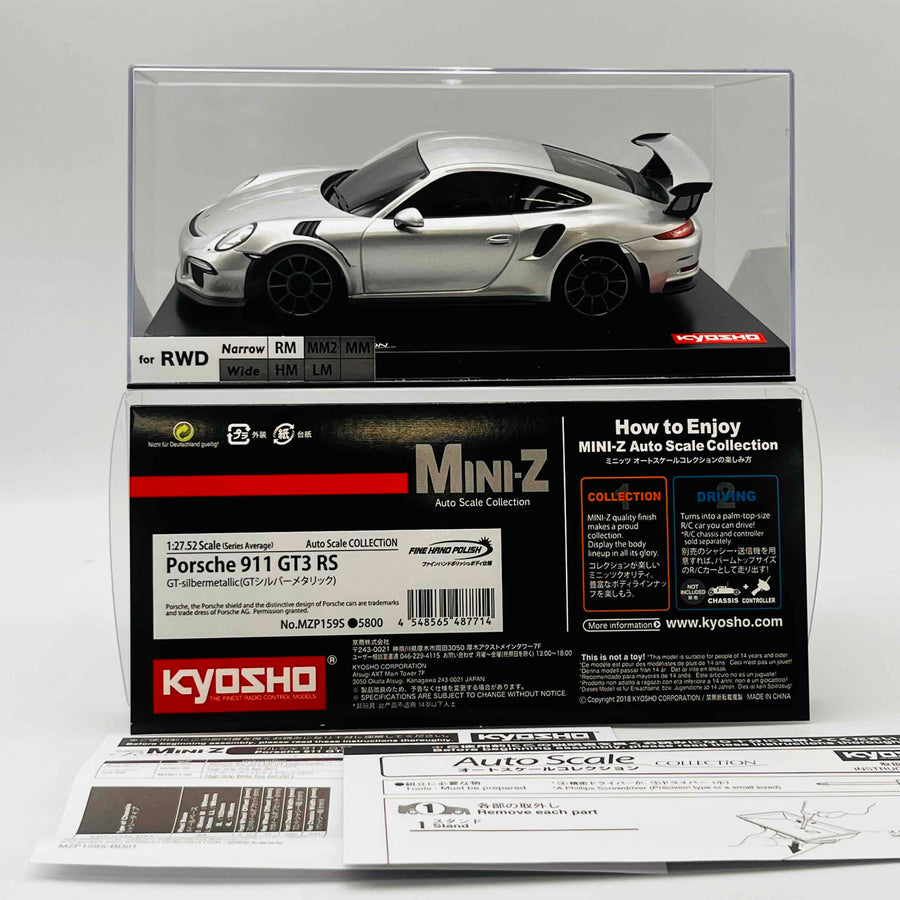 Kyosho Mini-z Body ASC MR04N-RM Porsche 911 GT3 RS GT-silbermetallic MZP159S
