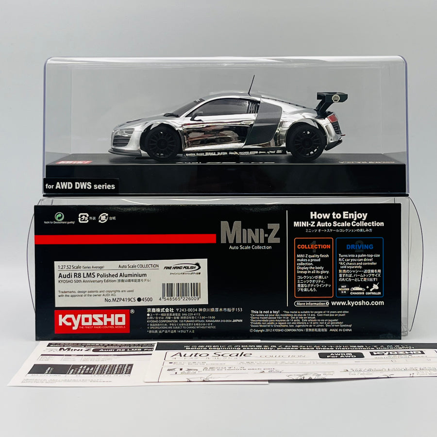 Kyosho Auto Scale Collection Audi R8 LMS 50th Anniversary Chrome Plated MZP419CS