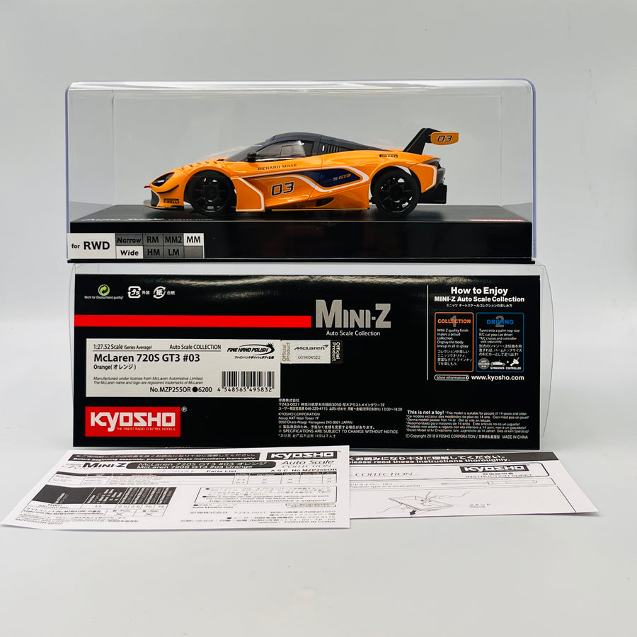 Kyosho Mini-z Body ASC MR04W-MM McLaren 720S GT3 #03 Orange MZP255OR