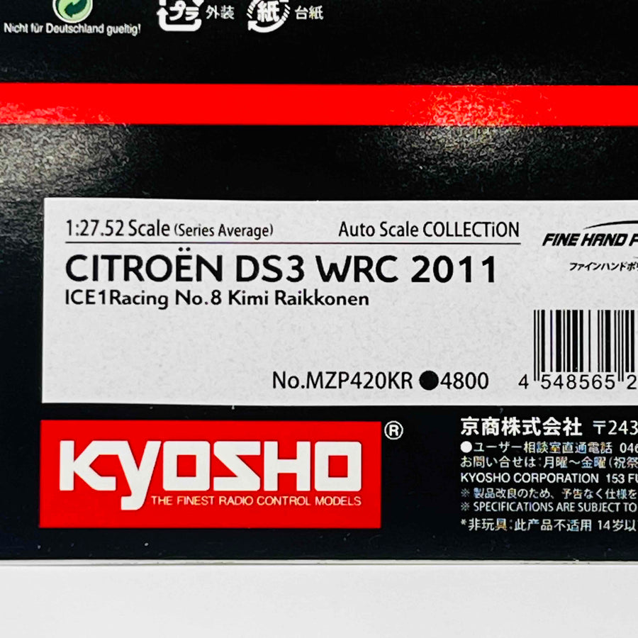 KYOSHO MINI-Z Auto Scale Collection Citroen DS3 WRC 2011 Kimi Raikkonen MZP420KR