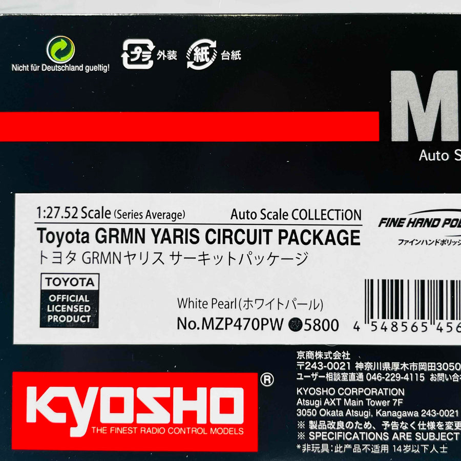 Kyosho Mini-z Body ASC Toyota GRMN YARIS CIRCUIT PAC White Pearl MZP470PW