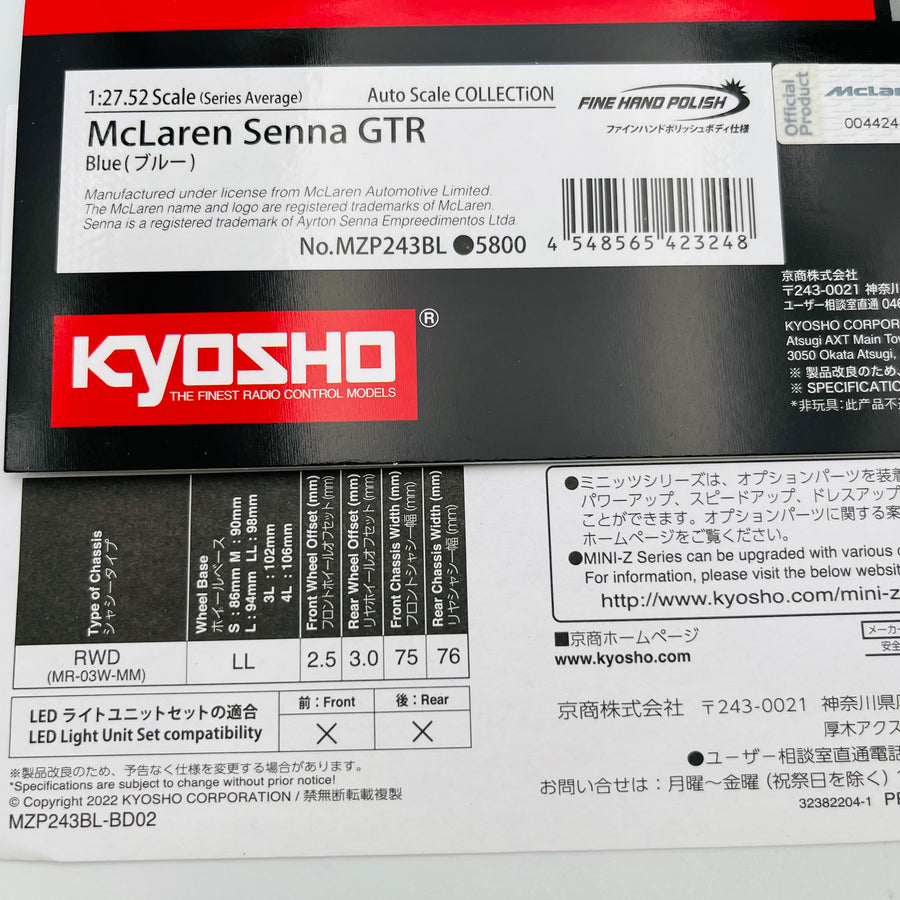 Kyosho Mini-z Body ASC McLaren Senna GTR Blue MZP243BL