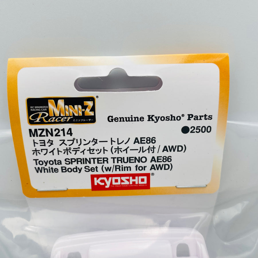 Kyosho Mini-z White Body Set Toyota SPRINTER TRUENO AE86 (With Rim) MZN214