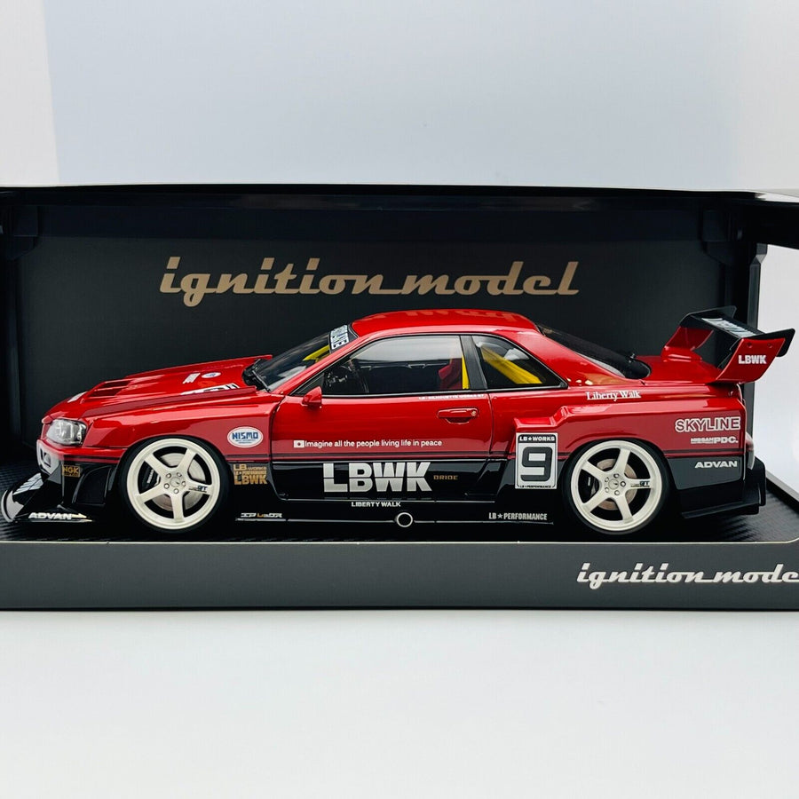 ignition 1/18 LB-ER34 Super Silhouette SKYLINE Red/Black #9 IG2706