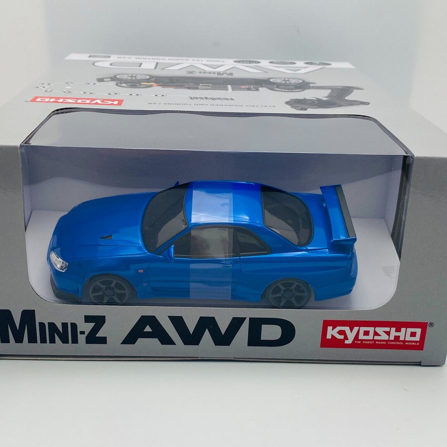 Kyosho MINI-Z AWD NISSAN SKYLINE GT-R R34 V.specⅡNür Metallic Blue 32629MB