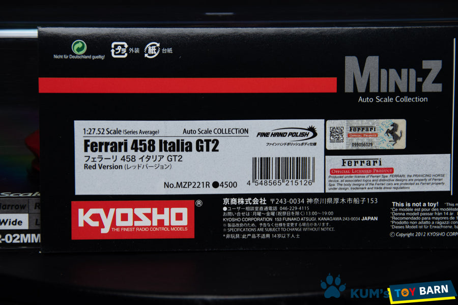 Kyosho Mini-z Body ASC Ferrari 458 Italia GT2 MZP221R/MZP230R