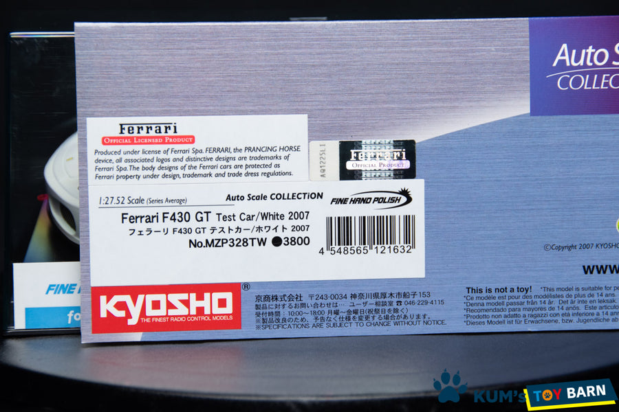 Kyosho Mini-z Body ASC Ferrari F430 GT GT Test Car White 2007 MZP328TW