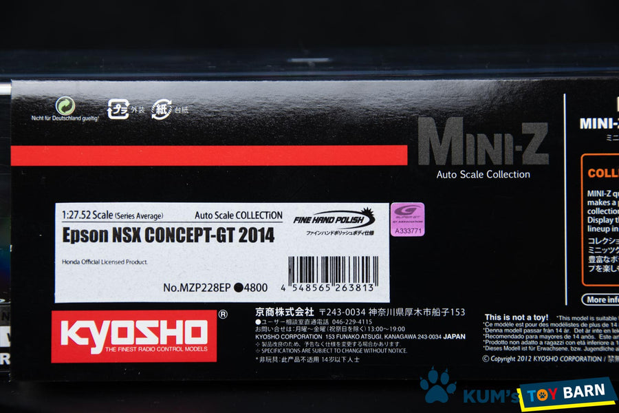 Kyosho Mini-z Body ASC HONDA Epson NSX CONCEPT-GT 2014 MZP228EP