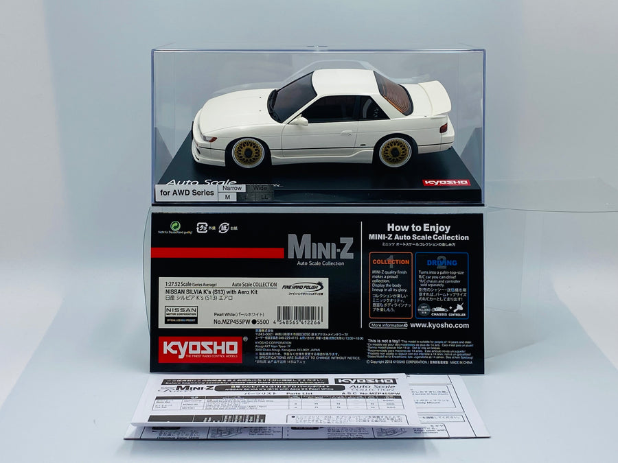 Kyosho Mini-z Body ASC NISSAN SILVIA K's(S13) With Aero Kit Pearl White MZP455PW