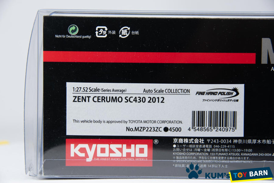 Kyosho Mini-z Body ASC TOYOTA ZENT CERUMO SC430 2012 MZP223ZC