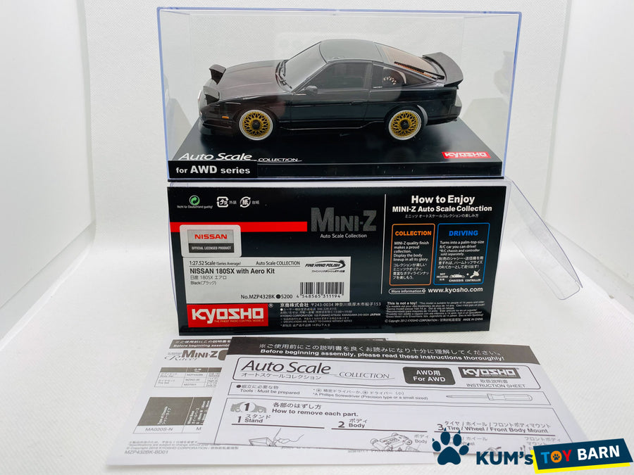 Kyosho Mini-z Body ASC Nissan 180SX with Aero Kit Black MZP432BK