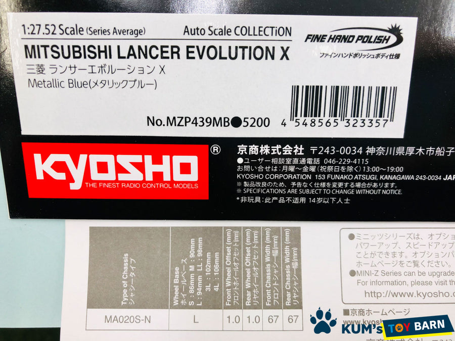 Kyosho Mini-z Body ASC MISTUBISHI LANCER EVOLUTIONⅩ MZP439MB